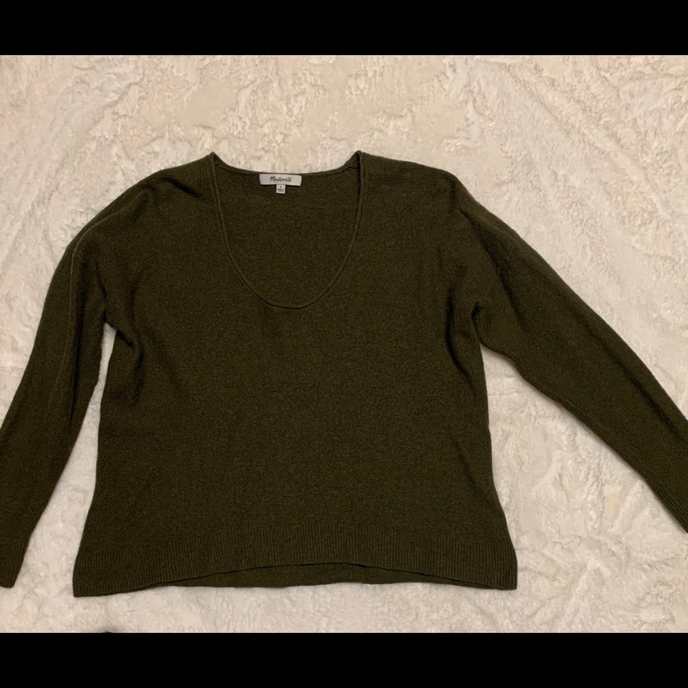 Madewell green cropped sweater
